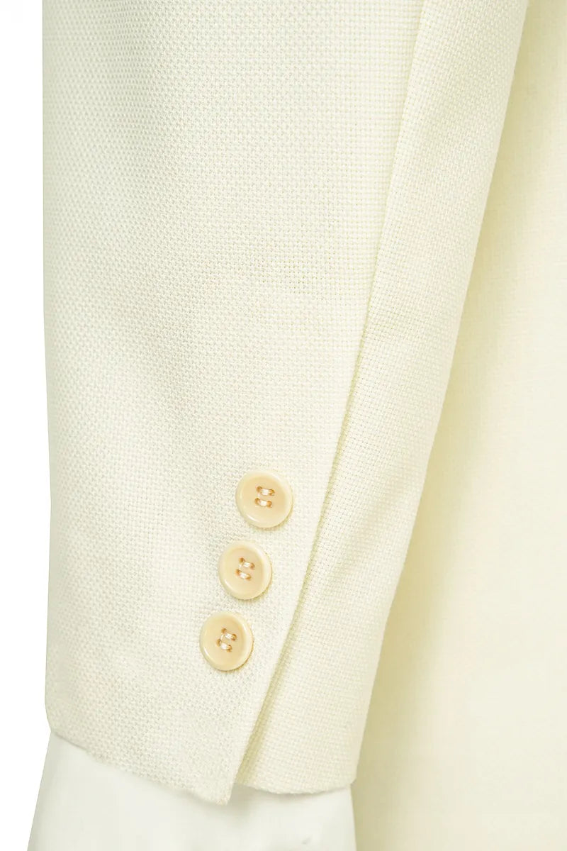 Matteo Ivory Double Breasted Italian 110s Fabric Sport Coat