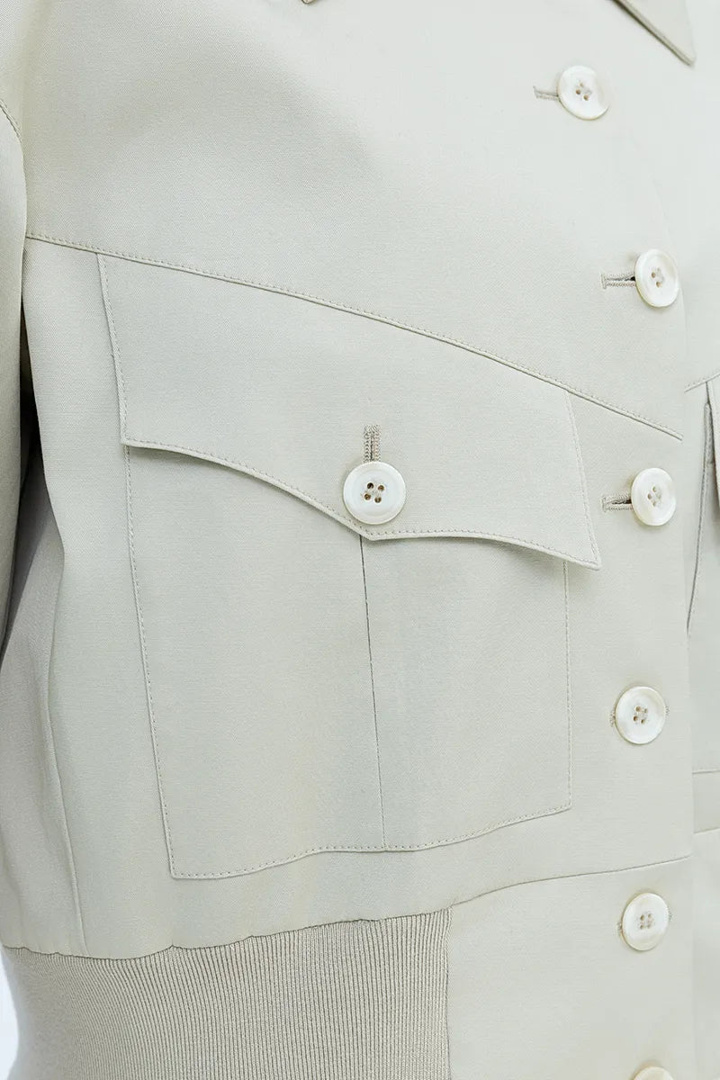 Monaco Cream Stretch Cotton Jacket