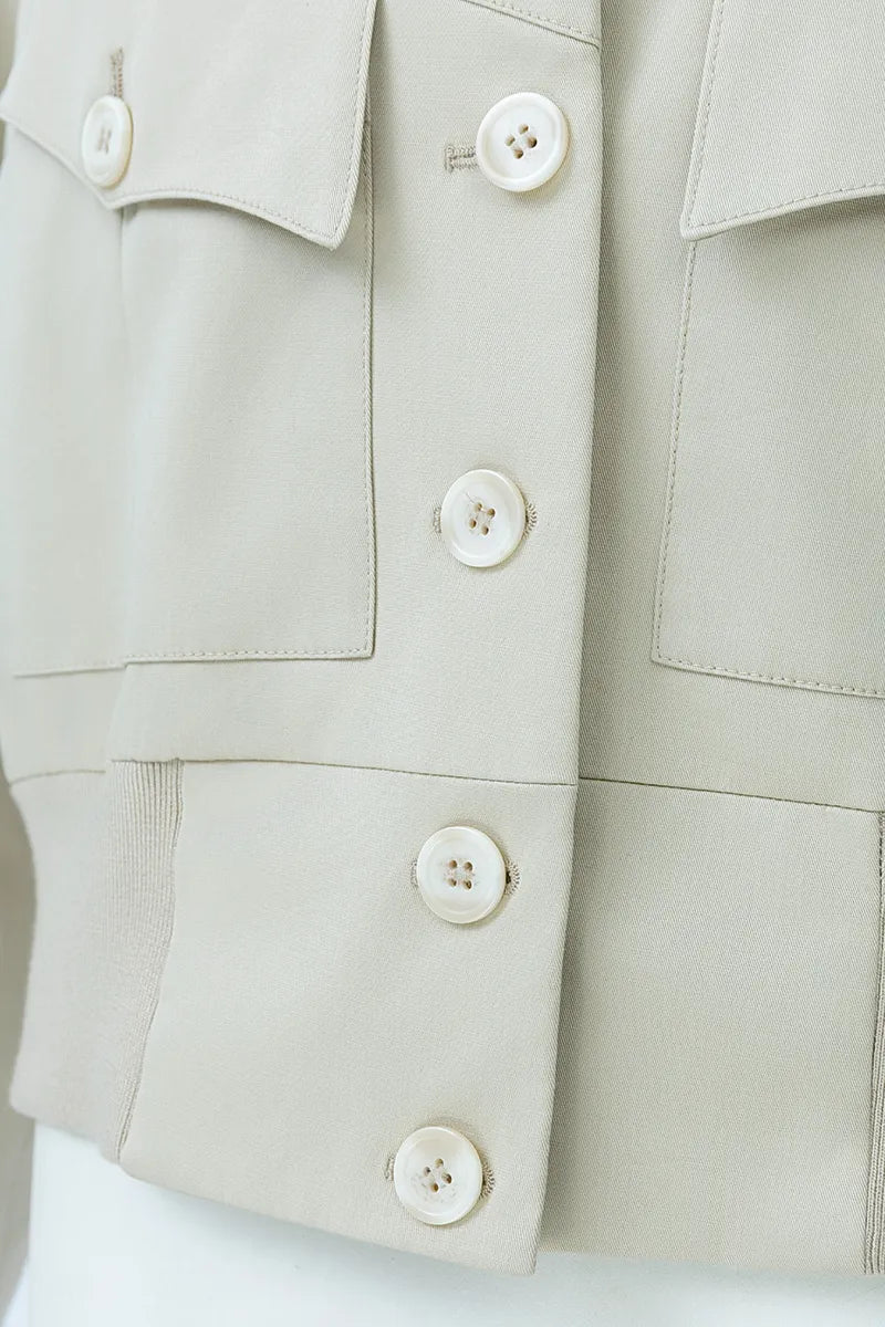 Monaco Cream Stretch Cotton Jacket