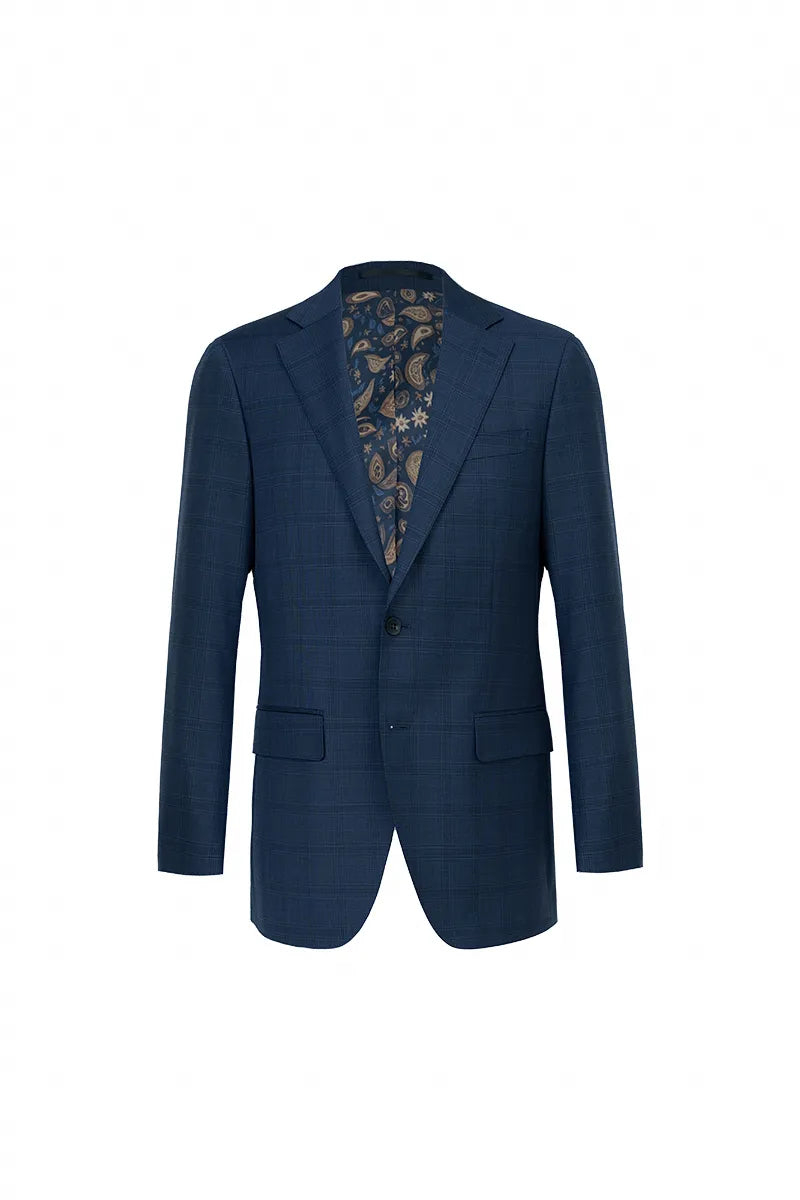Navy blue wool suit jacket with floral pattern on the back online suit sale blazers for men near me