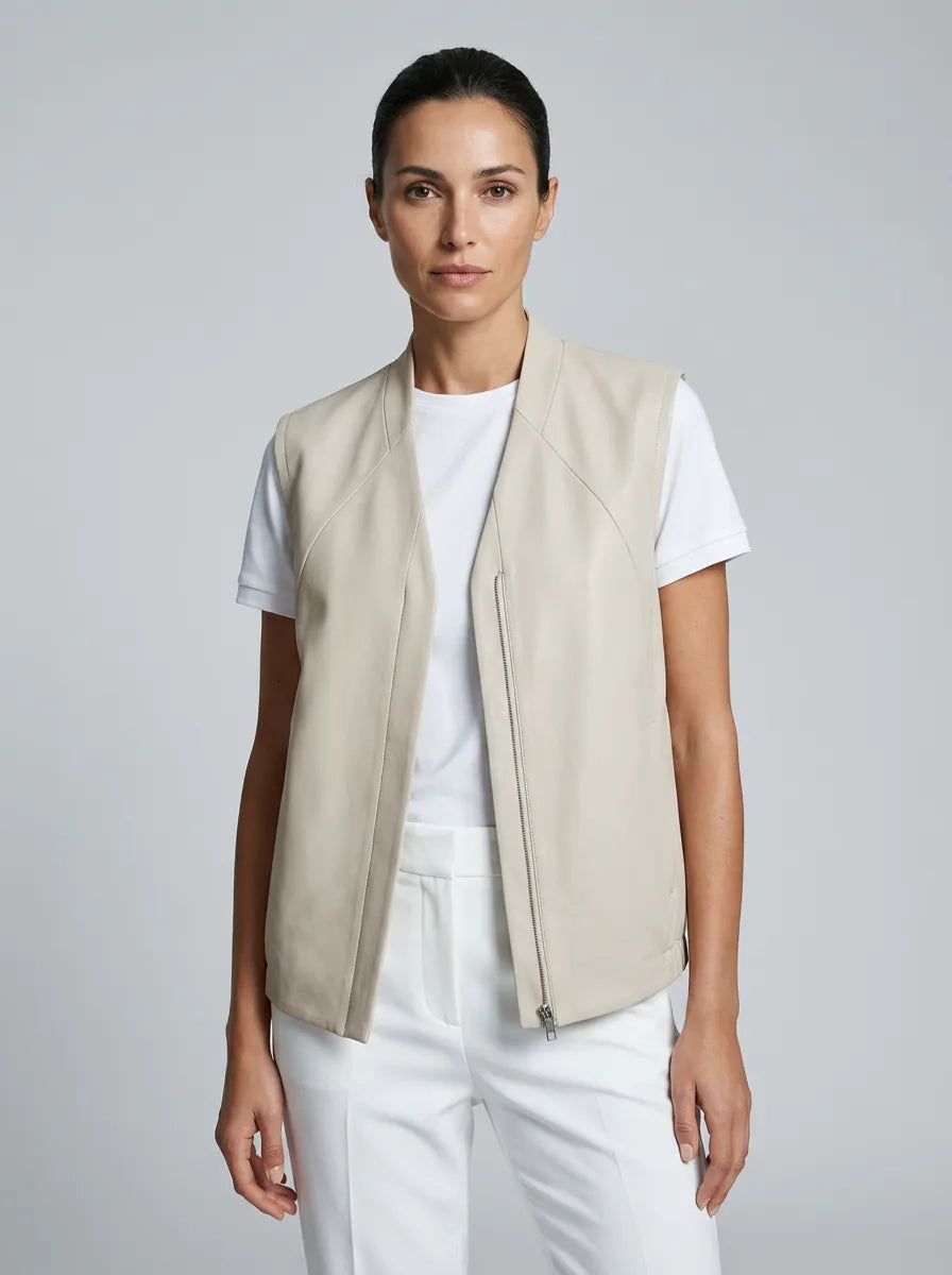 Portofino Cream Stretch Cotton Vest