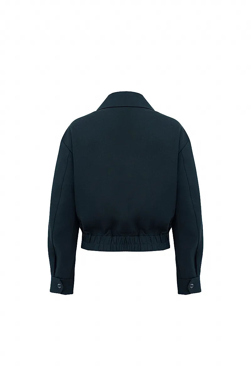 Siena Blackish Green Cotton Cropped Jacket