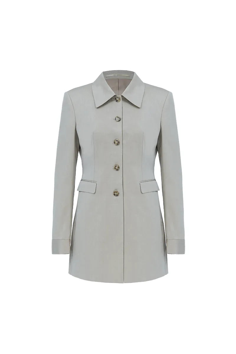 Siena Khaki Wool Blend Longline Jacket