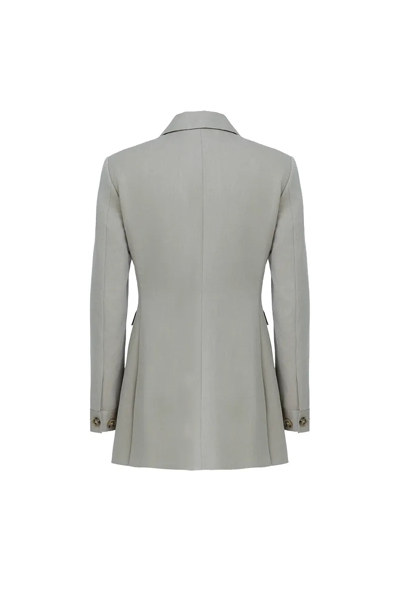 Siena Khaki Wool Blend Longline Jacket