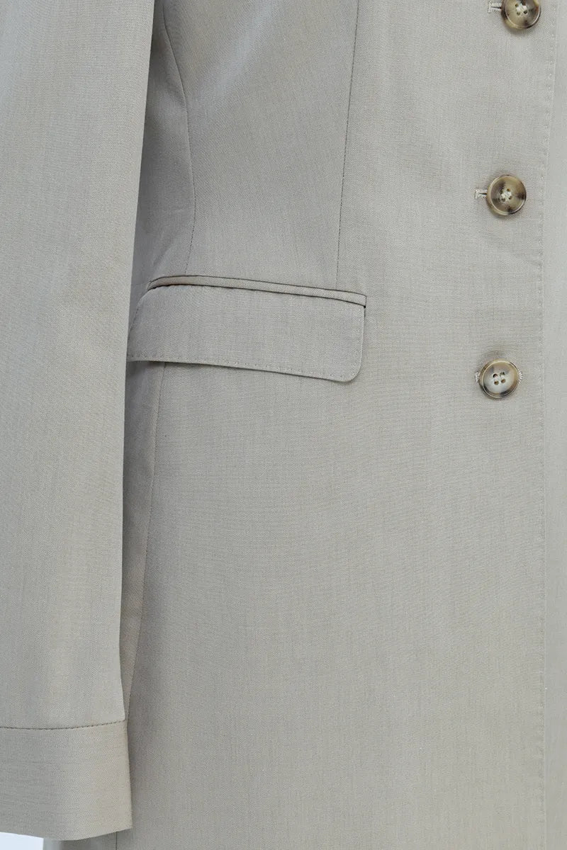 Siena Khaki Wool Blend Longline Jacket