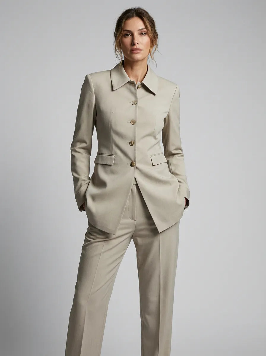 Siena Khaki Wool Blend Longline Jacket