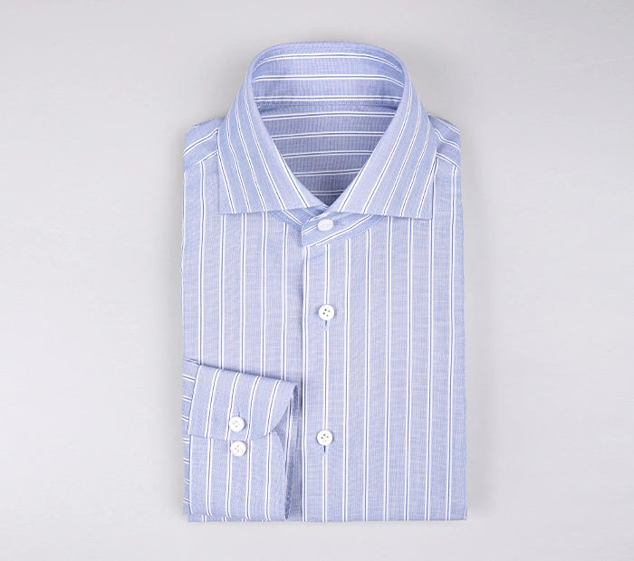Blue Stripe Cotton Dress Shirt for Men