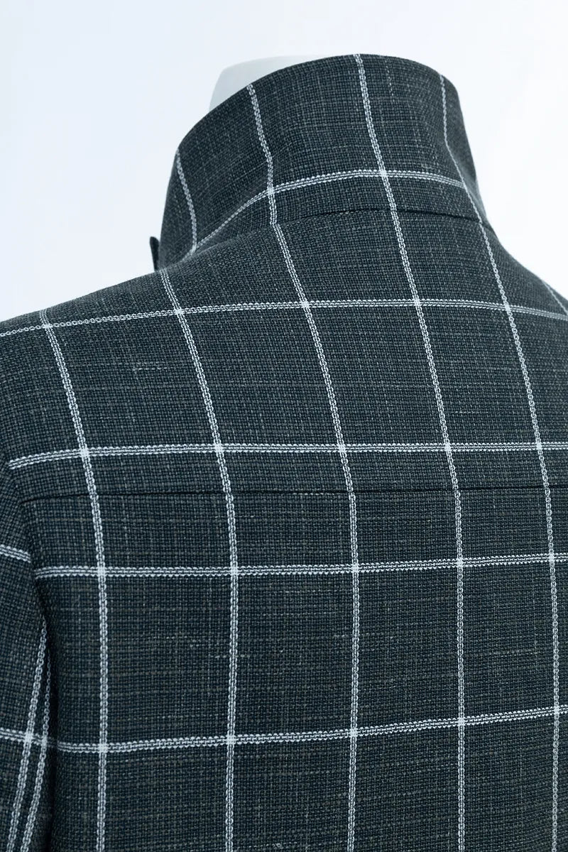 Torino Blackish Green Plaid Wool Blend Jacket