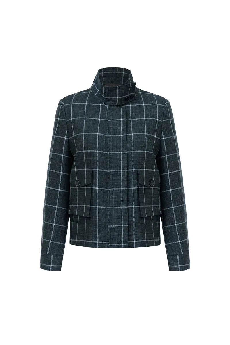 Torino Blackish Green Plaid Wool Blend Jacket