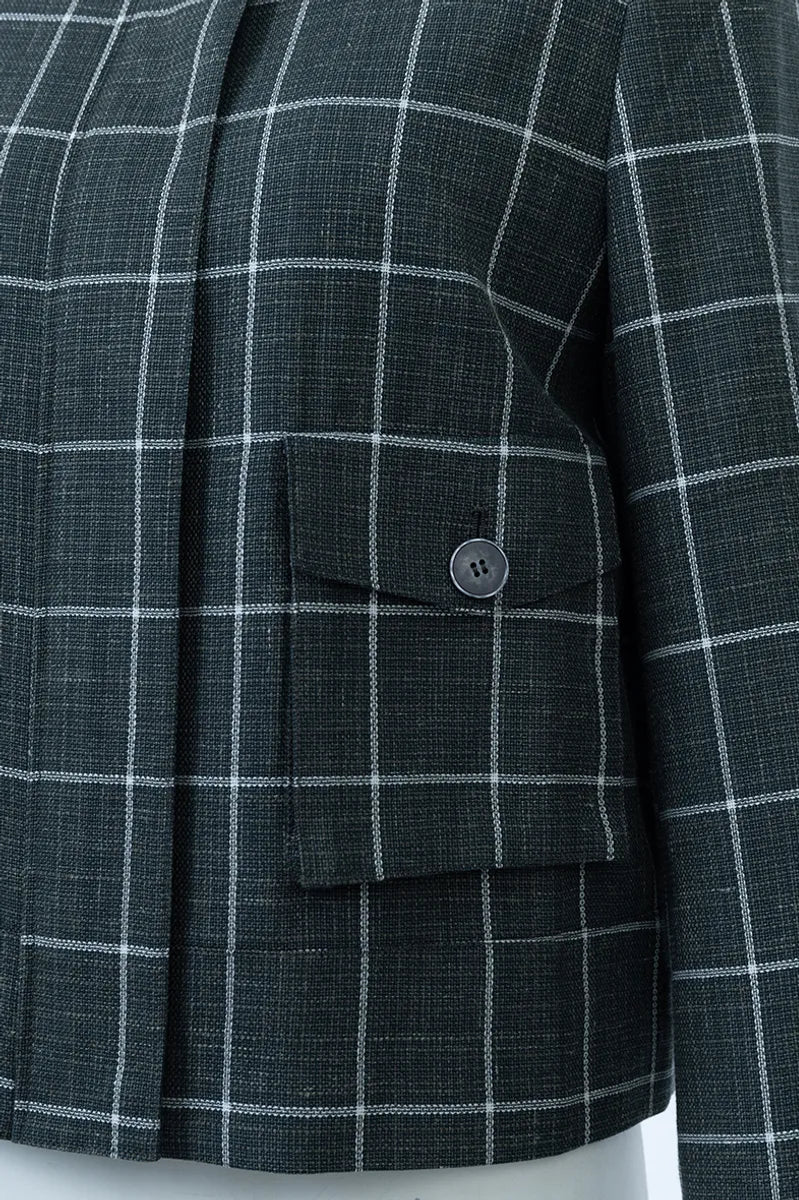 Torino Blackish Green Plaid Wool Blend Jacket