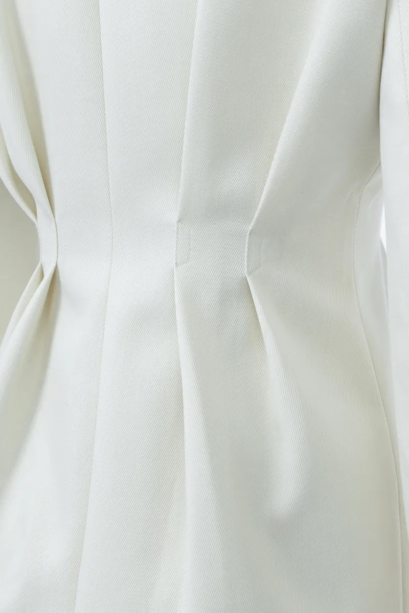 Valeria Sculpted White Wool Blazer