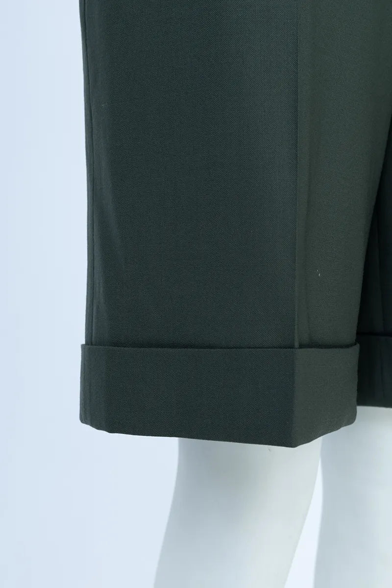 Verona Green Wool Blend Tailored Shorts