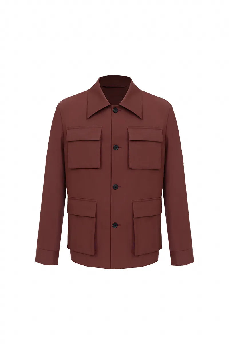 Vincent Rust Wool Blend Overshirt Jacket