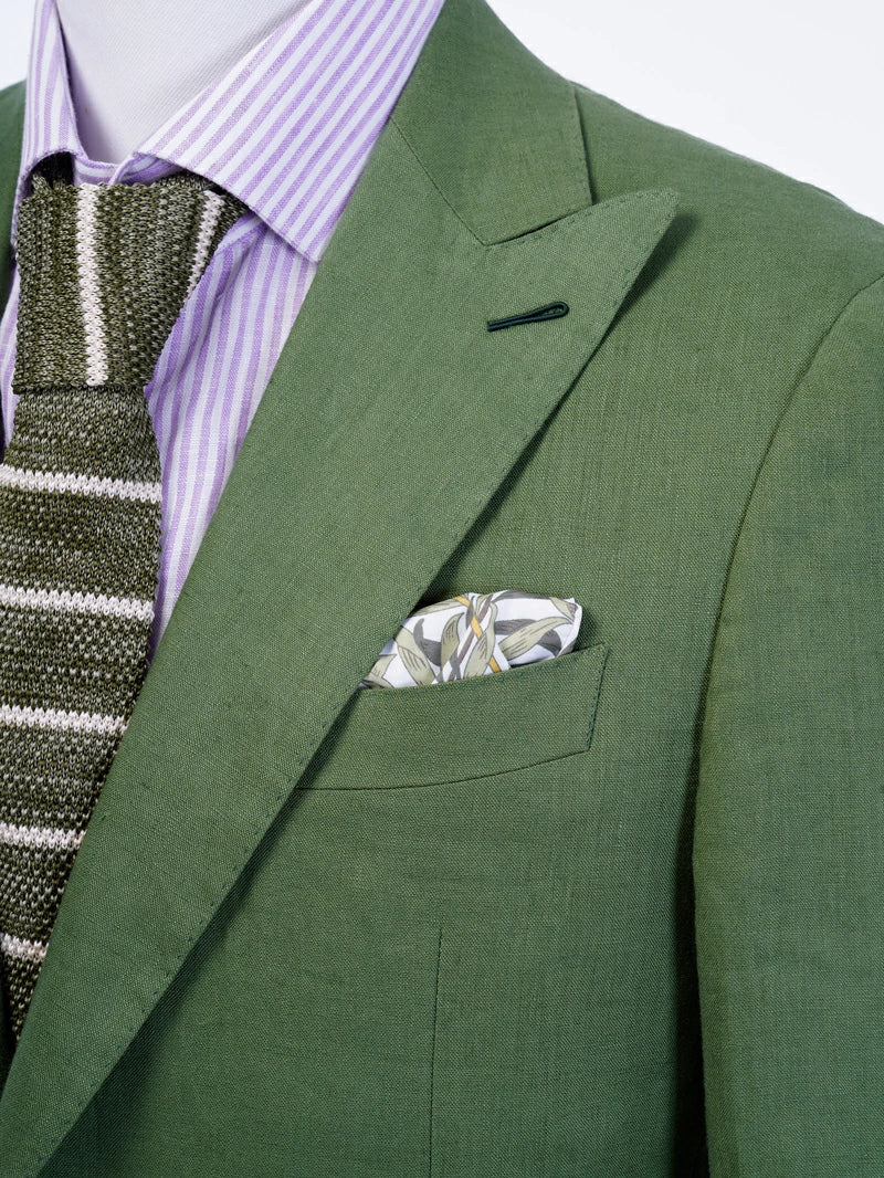 5点セット✨ アルマーニ セットアップ ダブル ピンズ ネクタイシャツ 緑 XL Vittorio Green Linen Suit