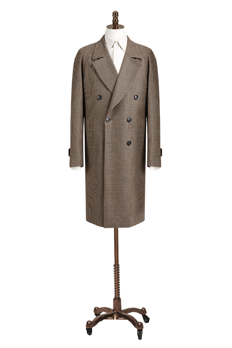 Brown Check Wool Overcoat for Men | Made to Order | Zane