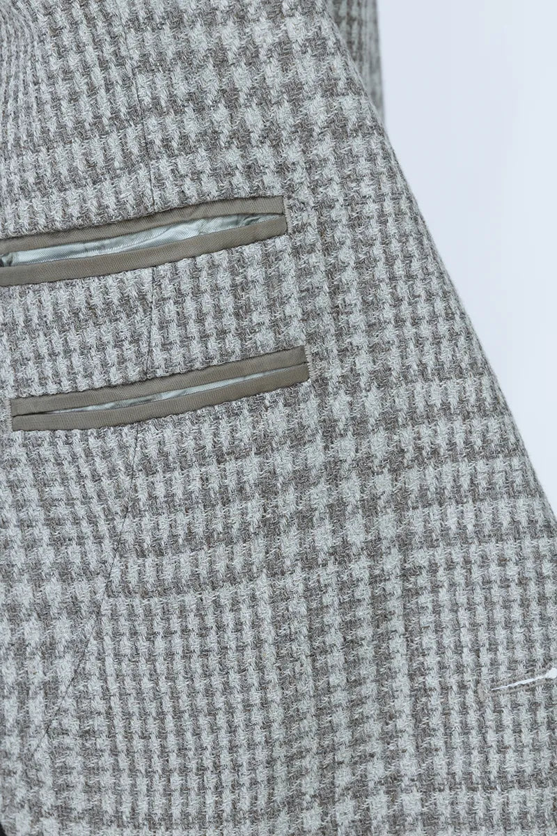 Milano Italian Khaki Plaid Cotton Wool Sport Coat