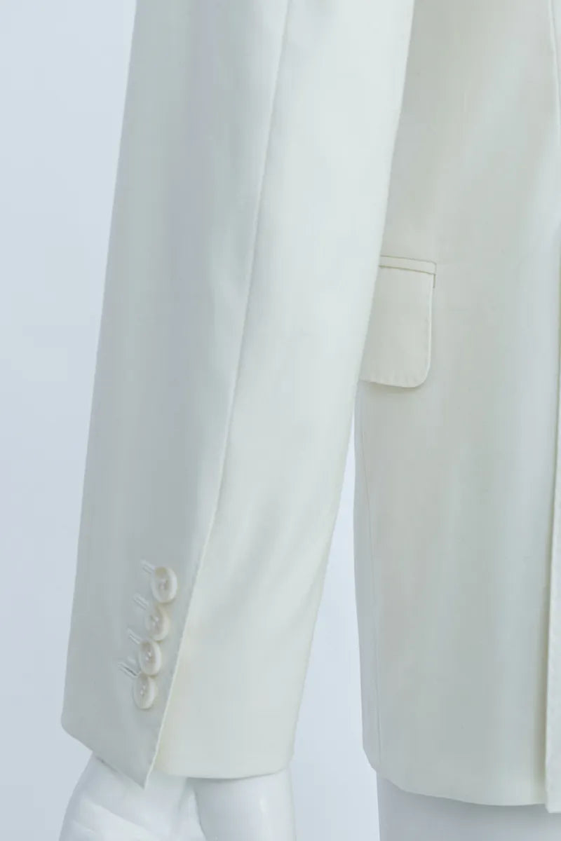 Luca Italian Off White Cotton Stretch Blazer