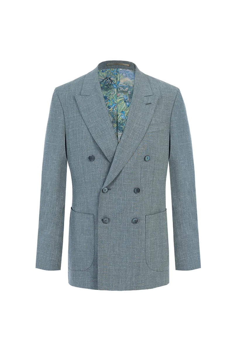 Ethan Green Wool Silk Linen Suit