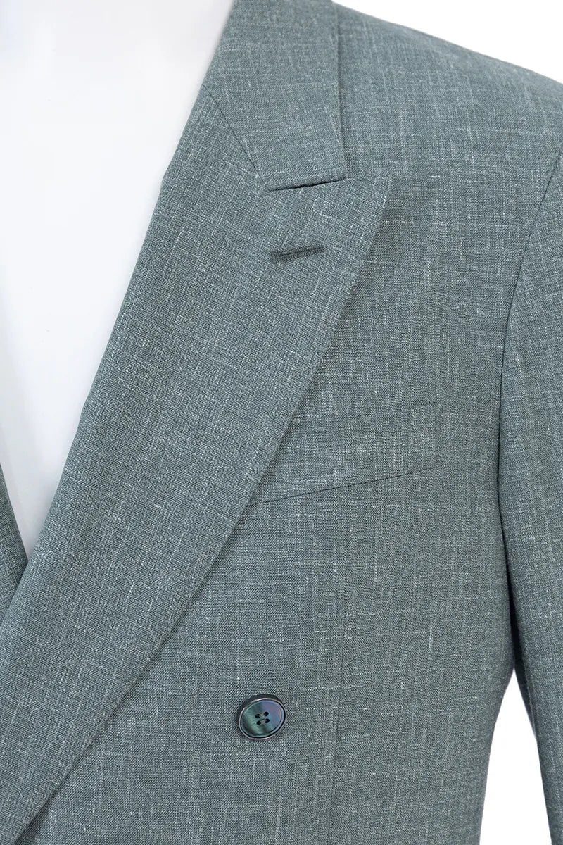 Ethan Green Wool Silk Linen Suit