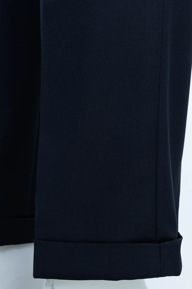 Valentino Navy Jacquard Italian Wool Suit