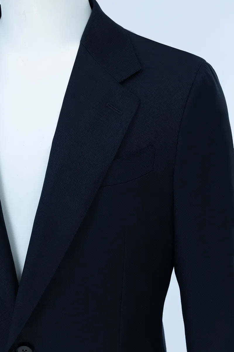 Valentino Navy Jacquard Italian Wool Suit