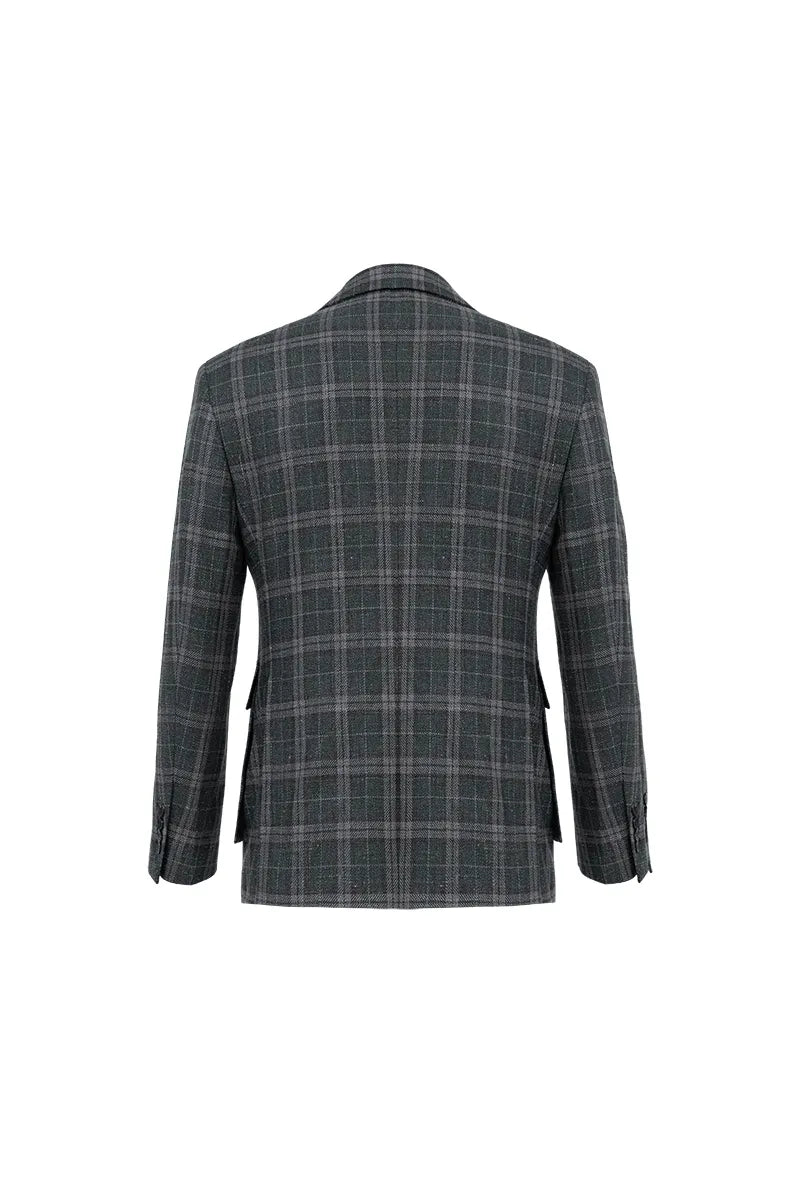 Gray checkered blazer stylish jacket for men gift