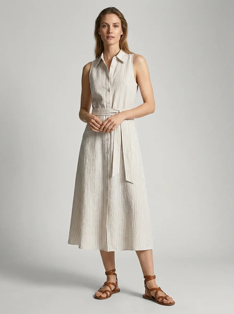 Sorrento Linen Stripe Shirt Dress