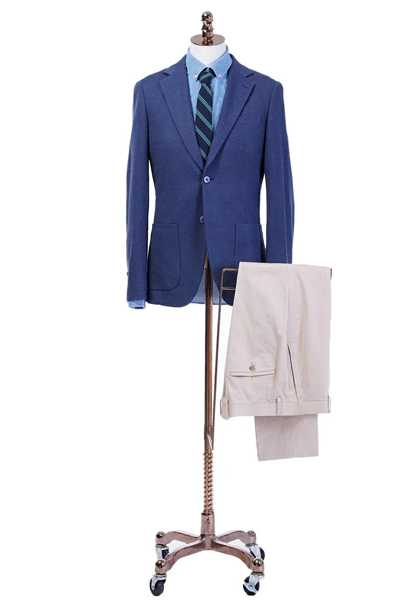 Blue wool-blend casual jacket suited for business travel