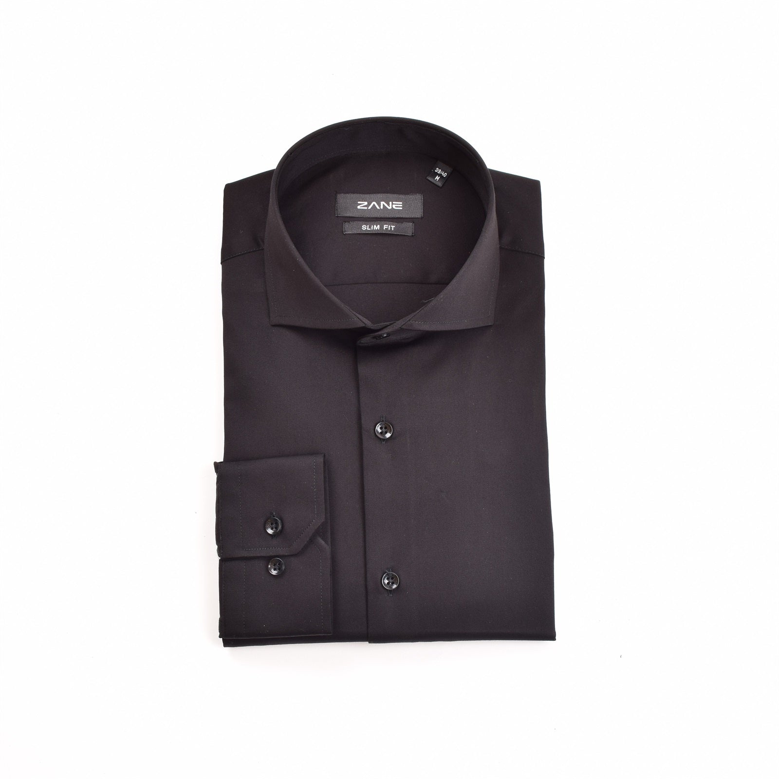 Black cutaway collar dress shirt ready for a tie