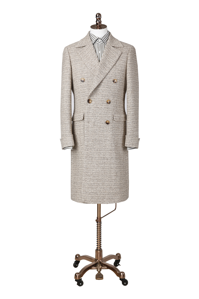 Khaki wool blend twill overcoat, a garment built to last with proper care