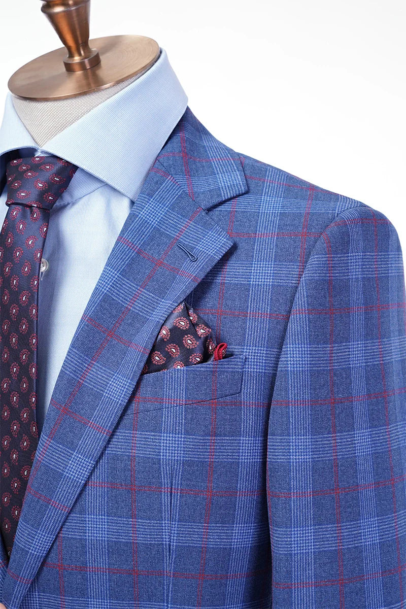 Blue plaid wool suit for Atlanta business professionals