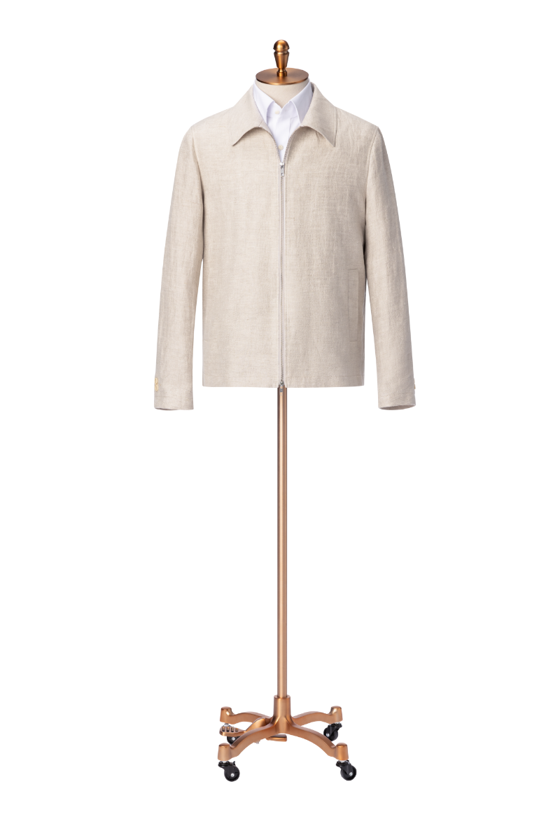 Natural linen zip jacket for spring weather