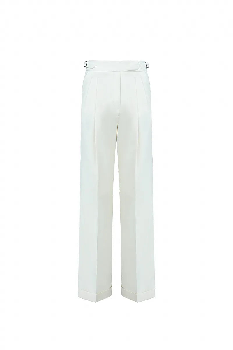 Valentina Firenze White Wool Trousers