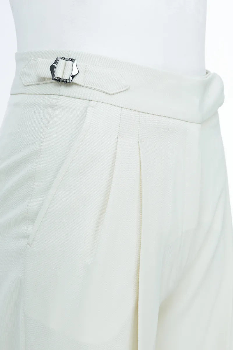 Valentina Firenze White Wool Trousers