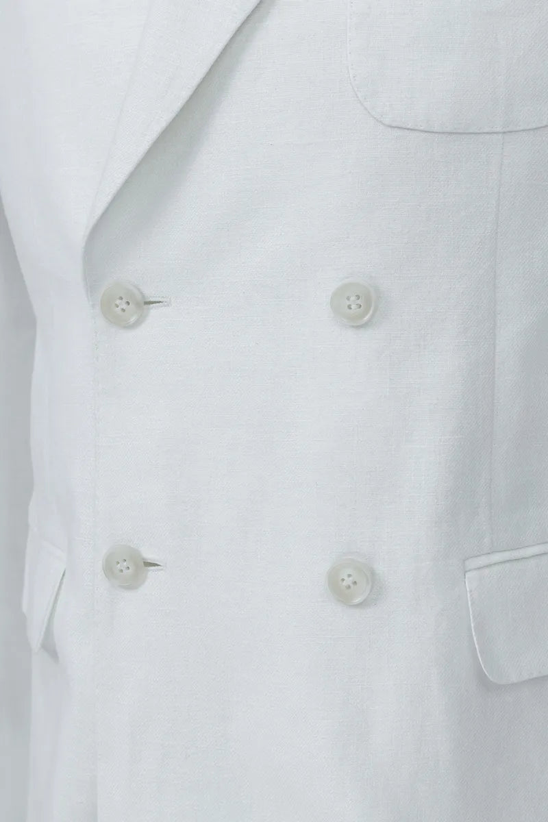 Palermo Off White Linen Double Breasted Jacket
