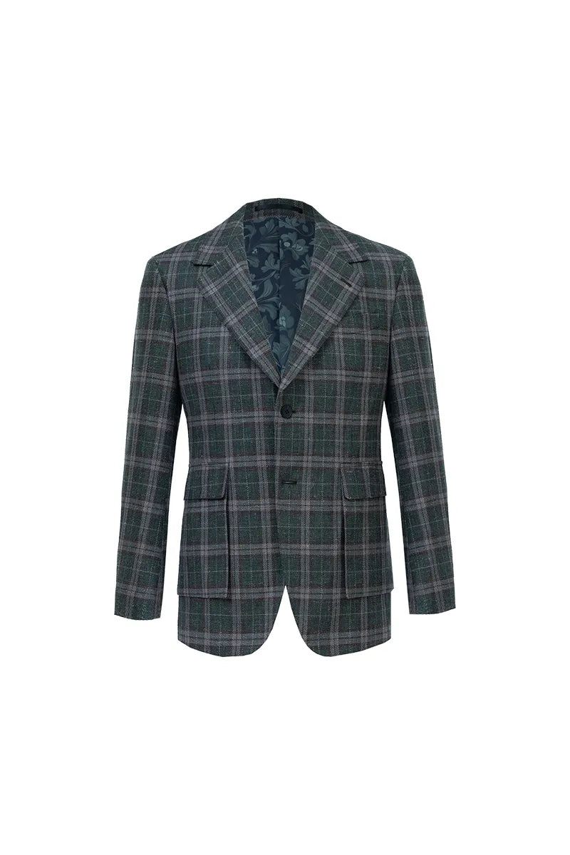 Plaid suit jacket on a white background custom made suits and tuxedos near me 