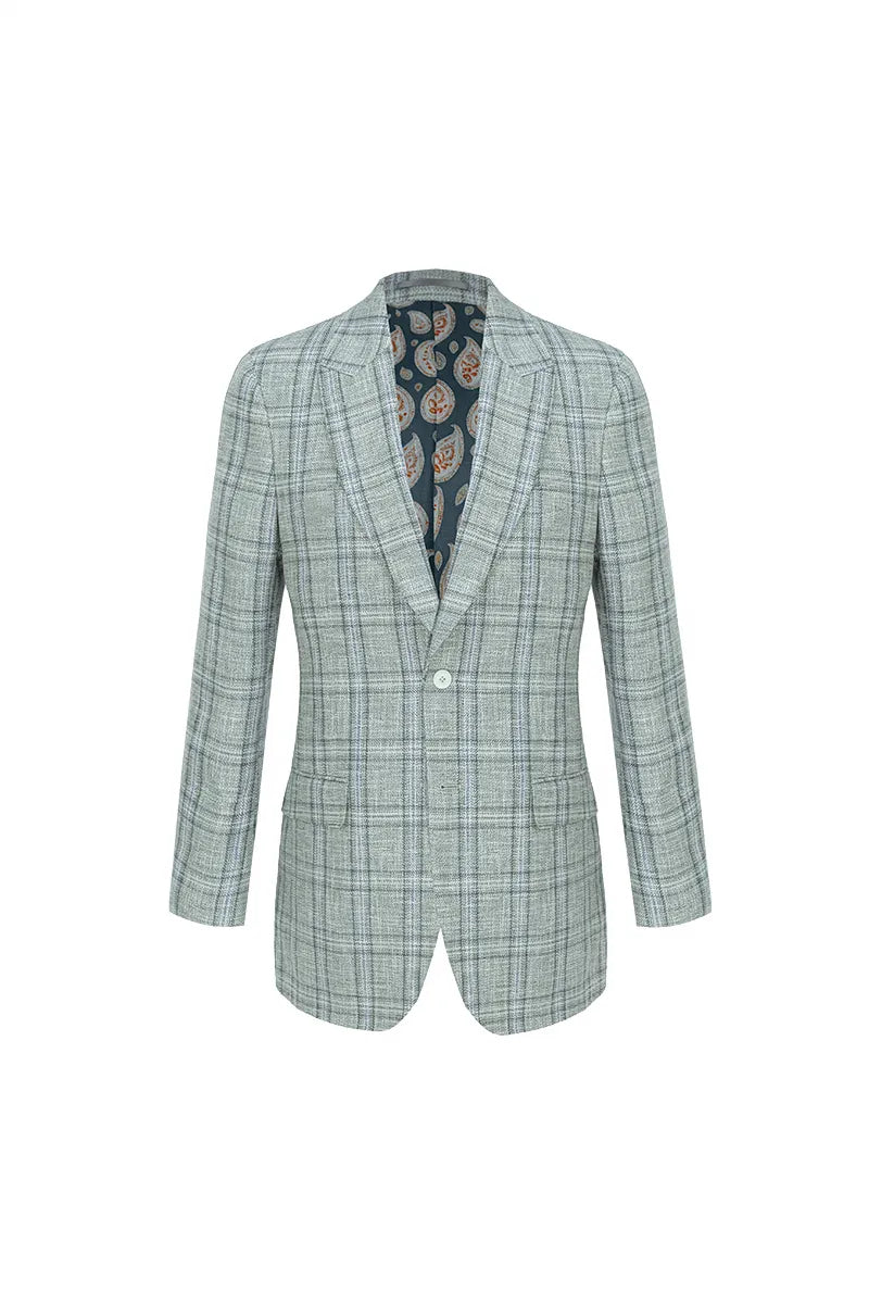 Ravenna Plaid Italian Linen Wool Sport Coat
