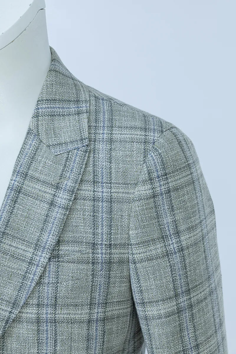 Ravenna Plaid Italian Linen Wool Sport Coat