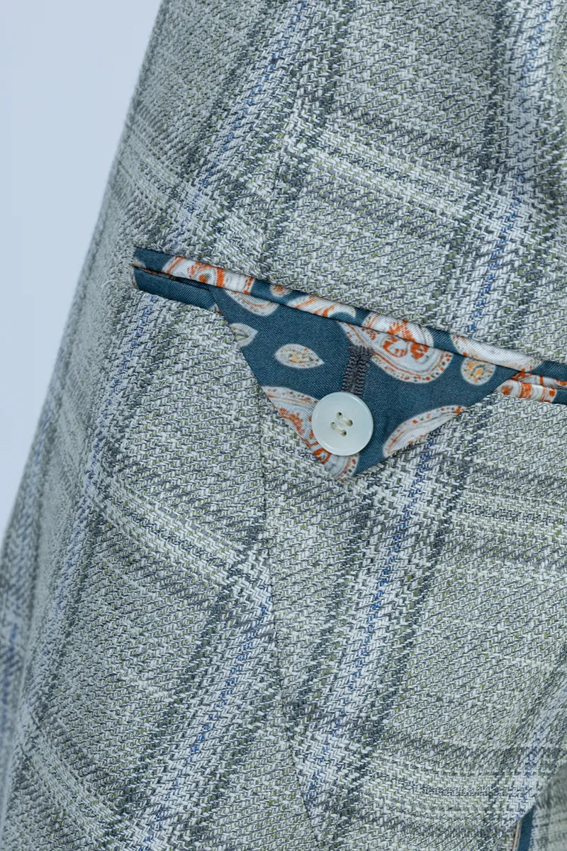 Ravenna Plaid Italian Linen Wool Sport Coat