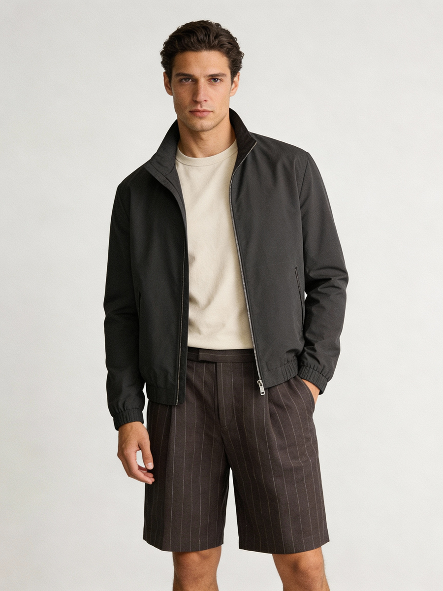 Sardinia brown stripe linen shorts, made to order men's summer shorts shipped nationwide by Zane