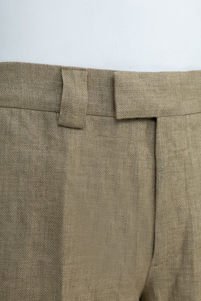 Brown linen flat front tailored shorts, made to order men's shorts by Zane