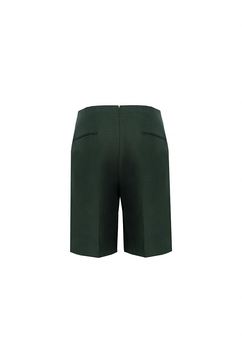 Green linen shorts waistband detail, made to order men's shorts by Zane
