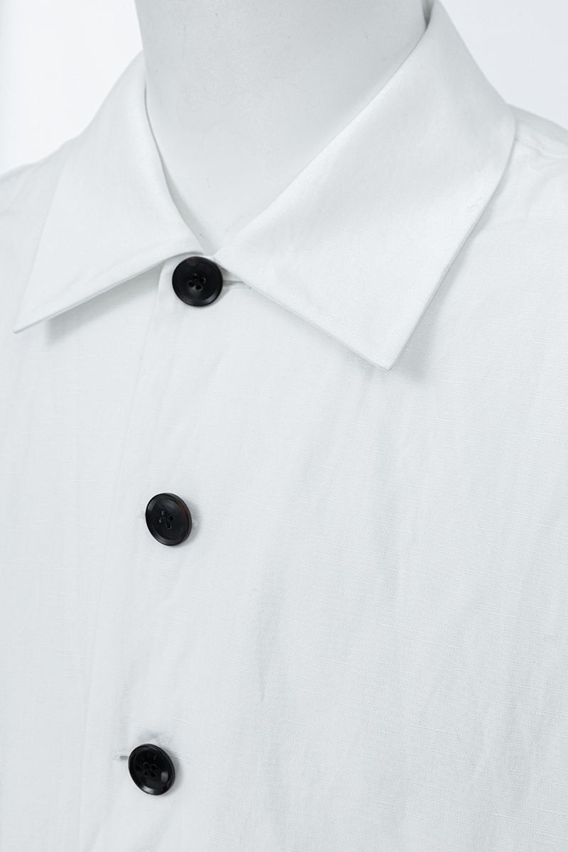 White camp collar shirt collar and button detail, made to order men's shirt by Zane
