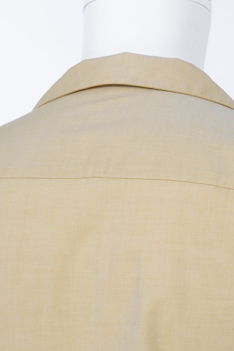 Pale yellow camp collar shirt back view, made to order men's long sleeve shirt shipped nationwide by Zane