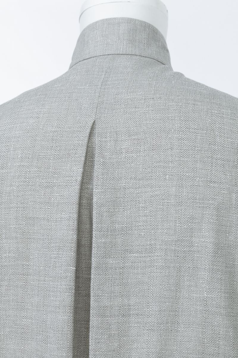 Stone grey Super 120s wool linen silk shirt fabric texture, made to order men's shirt by Zane