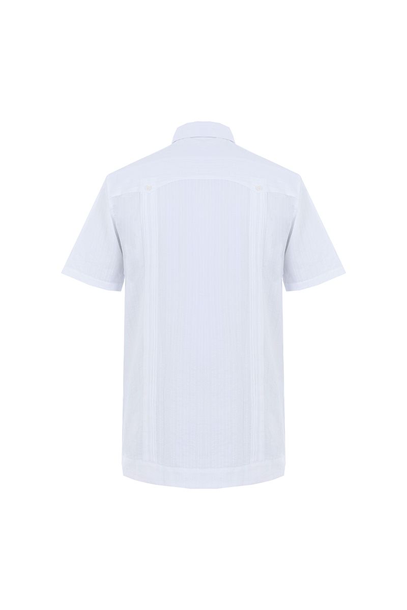 White cotton guayabera shirt, made to order men's tailored shirt by Zane