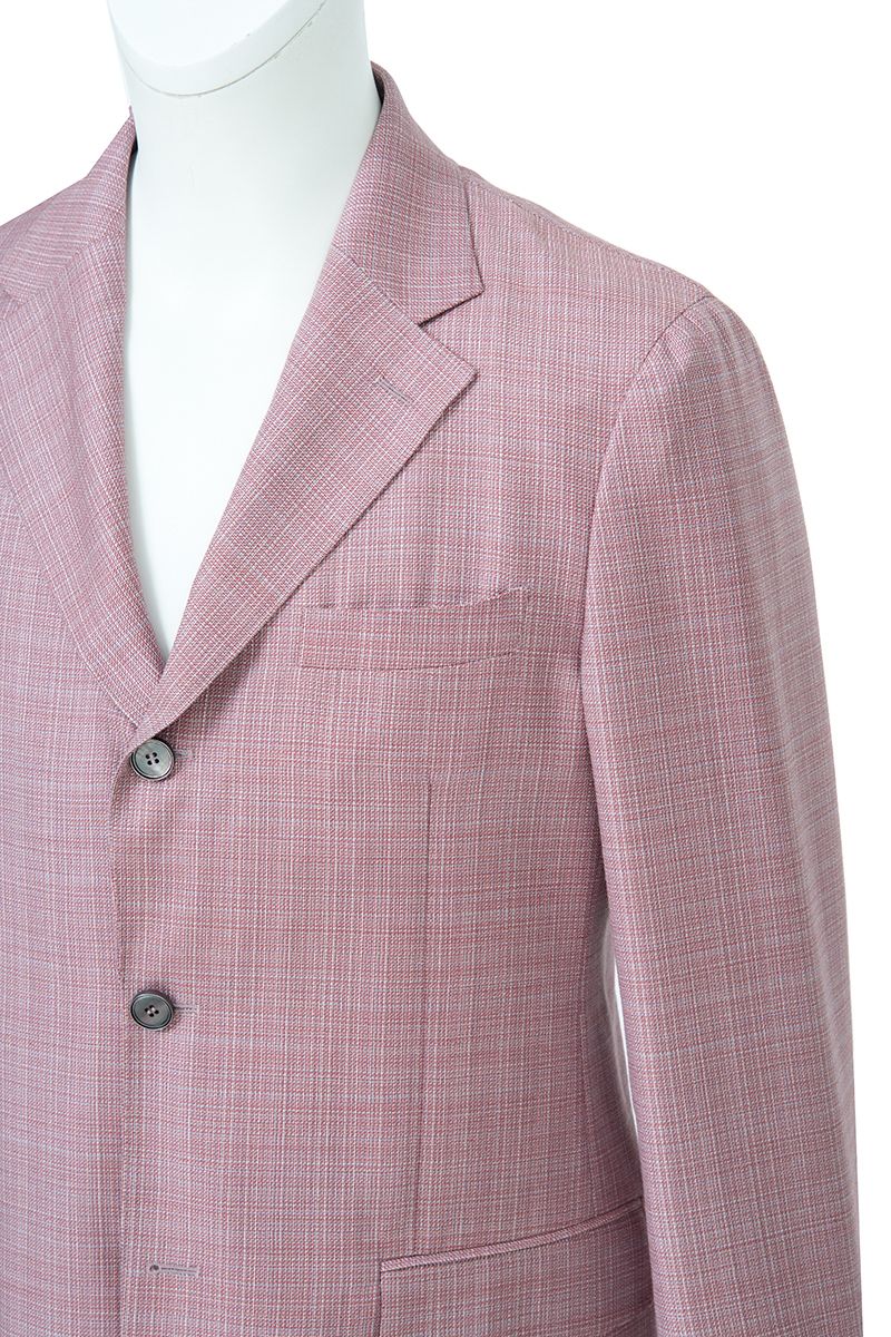 Three-quarter angle of the Enzo Dusty Pink Sport Coat, a made-to-order men's sport coat in dusty pink Super 130s Italian REDA wool, tailored to your measurements and shipped nationwide by Zane.