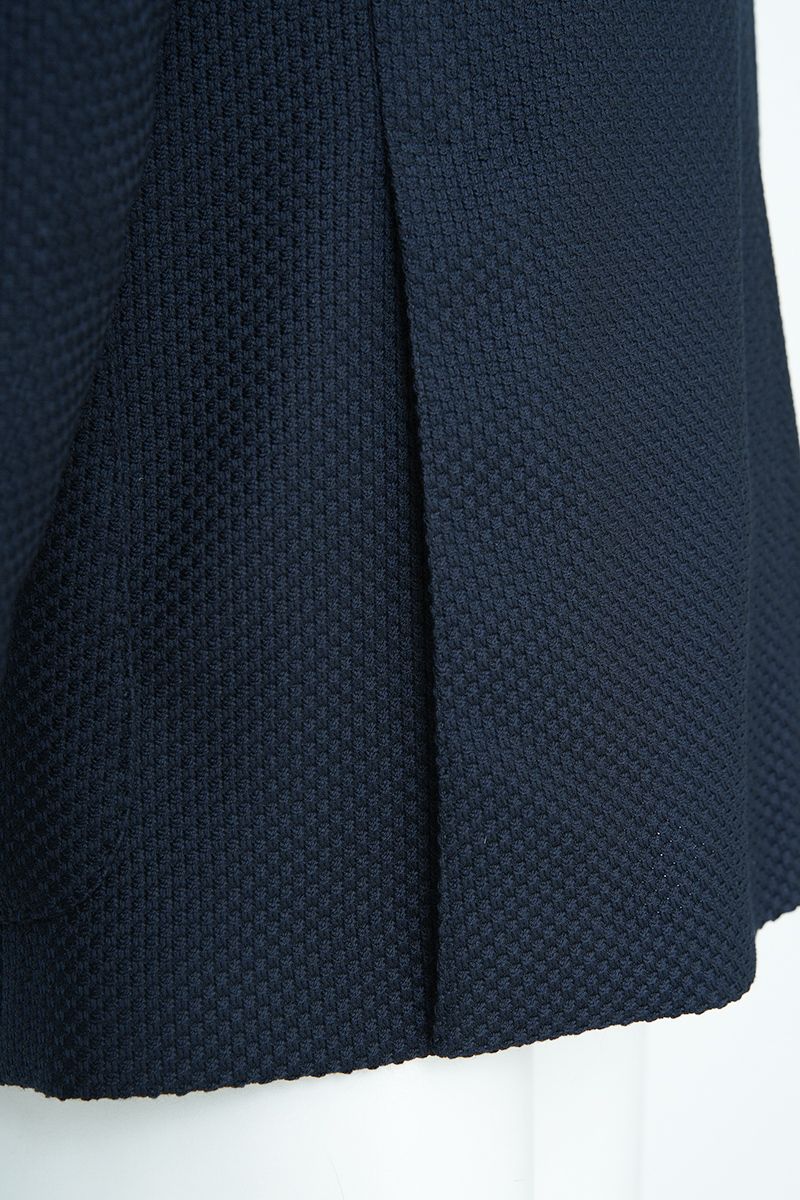 Cuff and button detail of the Luca Navy Double Breasted Sport Coat, a made-to-order men's double-breasted sport coat in Italian REDA wool, tailored to your measurements and shipped nationwide by Zane.