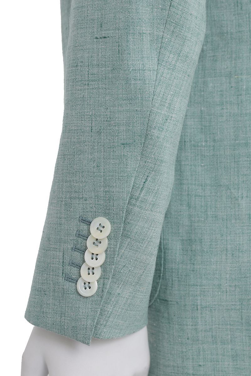 Complete outfit featuring the Nico Sage Green Double Breasted Linen Sport Coat, a made-to-order men's 100% Italian Guabello linen jacket for summer weddings, shipped nationwide by Zane.