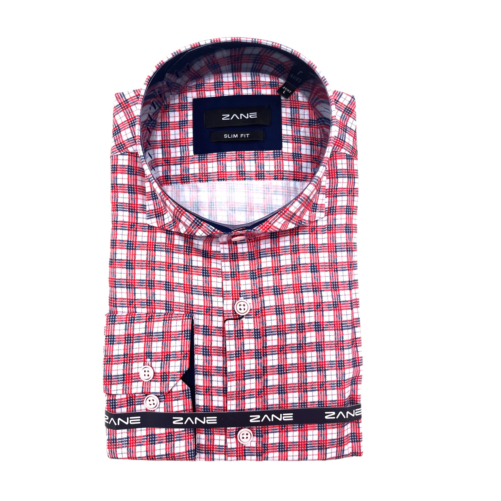 880226 Red & Blue Plaid Cutaway Collar